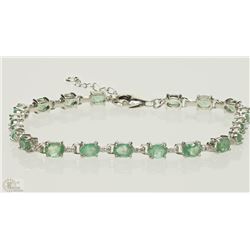 #8-STERLING SILVER EMERALD & CUBIC ZIRCONIA
