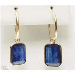 #13-14K YELLOW GOLD SAPPHIRE HOOP EARRINGS
