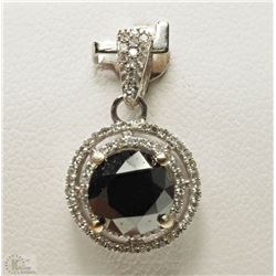 #14-14K WHITE GOLD BLACK DIAMOND PENDANT