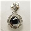 Image 1 : #14-14K WHITE GOLD BLACK DIAMOND PENDANT
