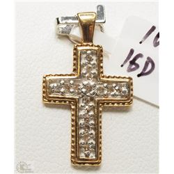 #17-10K YELLOW GOLD DIAMOND CROSS PENDANT
