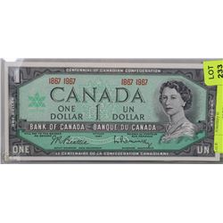 CANADIAN CENTENNIAL $1.00 DOLLAR BILL UNC.