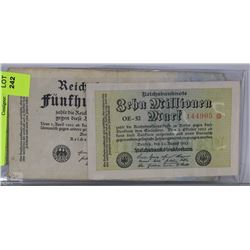 2 GERMAN BANK NOTES 1923-10 MILLION  NAD 500 MARK