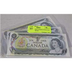 1973 CANADIAN CONSECUTIVE $1.00 BANK NOTES X3