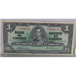 1937 $1 BANK OF CANADA NOTE GORDON TOWERS