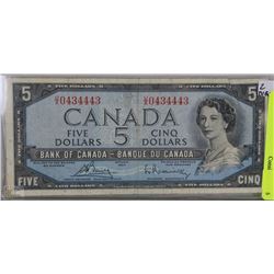 1954 $5 BOUEY RASMINSKY 2 DIGIT FULL HOUSE POKER