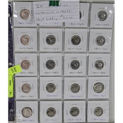 20 CANADIAN CENTENNIAL NICKLES 1867-1967