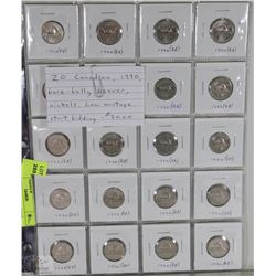 20 CANADIAN 1990 BARE-BELLY BEAVER NICKLES