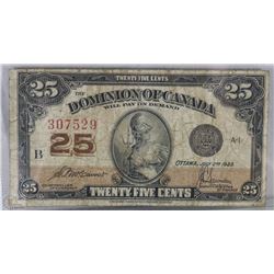 1923 DOMINION OF CANADA SHINPLASTER 25 CENT