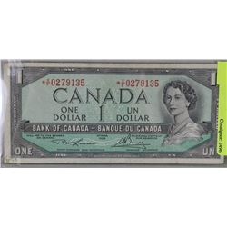 *REPLACEMENT NOTE $1 DOLLAR BILL  1954 CANADA