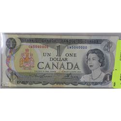 1973 $1 CANADA BANKNOTE QUINT 00000'S 2 DIGITS