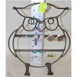 WROUGHT IRON OWL EARRING TREE