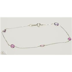#27-10K WHITE GOLD PINK SAPPHIRE BRACELET