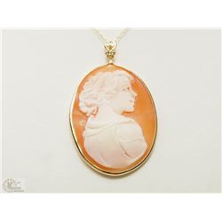 #29-14K YELLOW GOLD CAMEO SHELL LADY DESIGN