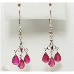 #30-14K WHITE GOLD RUBY & DIAMOND EARRINGS