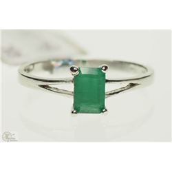 #35-14K WHITE GOLD EMERALD RING   SIZE 6.5