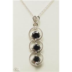 #36-14K WHITE GOLD BLACK DIAMOND PENDANT NECKLACE