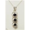 Image 1 : #36-14K WHITE GOLD BLACK DIAMOND PENDANT NECKLACE