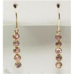 #37-14K YELLOW GOLD PINK SAPPHIRE EARRINGS