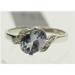 #38-14K WHITE GOLD TANZANITE & DIAMOND RING