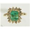Image 1 : #43-10K YELLOW GOLD EMERALD & DIAMOND RING