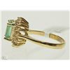 Image 3 : #43-10K YELLOW GOLD EMERALD & DIAMOND RING