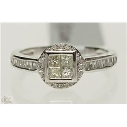 #44-14K WHITE GOLD DIAMOND(0.32CT)&(0.11CT) RING