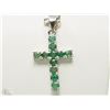 Image 1 : #48-STERLING SILVER EMERALD CROSS PENDANT