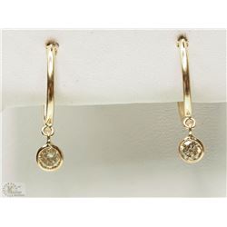 #49-14K YELLOW GOLD DIAMOND HOOP EARRINGS