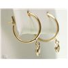 Image 2 : #49-14K YELLOW GOLD DIAMOND HOOP EARRINGS