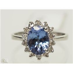 #50-14K WHITE GOLD TANZANITE & DIAMOND RING