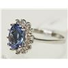 Image 2 : #50-14K WHITE GOLD TANZANITE & DIAMOND RING