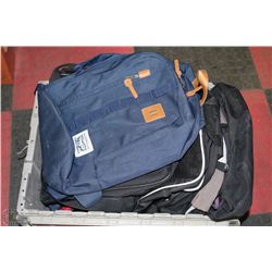 TOTE WITH ASSORTED BAGS INCL. SWISS ARMY ,LEVI