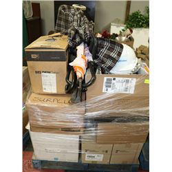 PALLET OF ASSORTED ITEMS, INCL UMBRELLA, CARRY