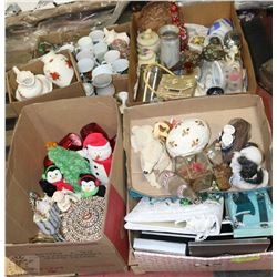 PALLET OF ASSORTED GLASSWARE, DECORATIONS,