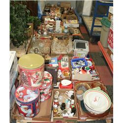 FOUR ESTATE PALLETS OF COLLECTIBLES, GLASSWARE