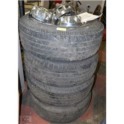 SET OF 4 17" ALUMINUM DODGE RIMS WITH MUD AND SNOW