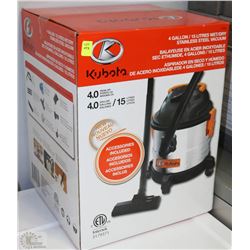NEW KUBOTA 4HP 15LITRE ST STEEL WET DRY VAC