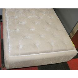 BEIGE SQUARE OTTOMAN ON WHEELS