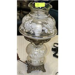 VINTAGE ROSE DESIGN GLASS LAMP