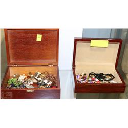 PAIR OF ESTATE JEWELLERY BOXES WITH CONTENTS