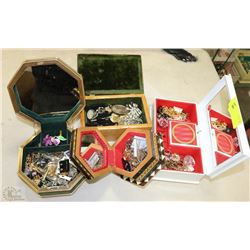 ESTATE COLLECTION OF 4 ASST JEWELLERY BOXES WITH