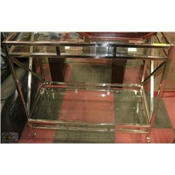 SHOWHOME METAL AND GLASS ROLLING SIDETABLE