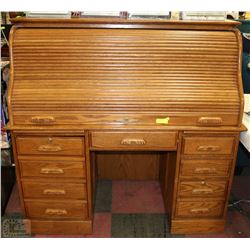 VINTAGE STYLE ROLL TOP DESK WITH KEYS