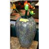Image 1 : LARGE MOSAIC VASE & 7 BLOWN GLASS STEMED FLOWERS