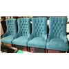Image 1 : SET OF 4 TEAL FABRIC DELUXE DINING CHAIRS