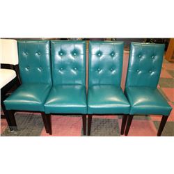 SET OF 4 GREEN LEATHERETTE SIDECHAIRS