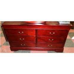 CHERRY WOOD TONE 6 DRAWER DRESSER
