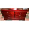 Image 1 : CHERRY WOOD TONE 6 DRAWER DRESSER