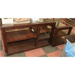 SIDE AND COFFEE TABLE WOOD WITH GLASS